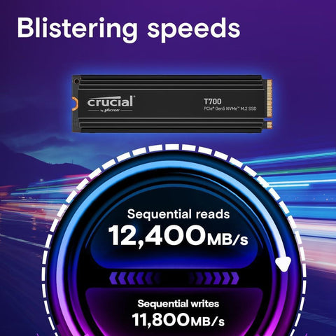 Crucial T700 4TB CT4000T700SSD5 PCIe Gen5 NVMe M.2 SSD with heatsink