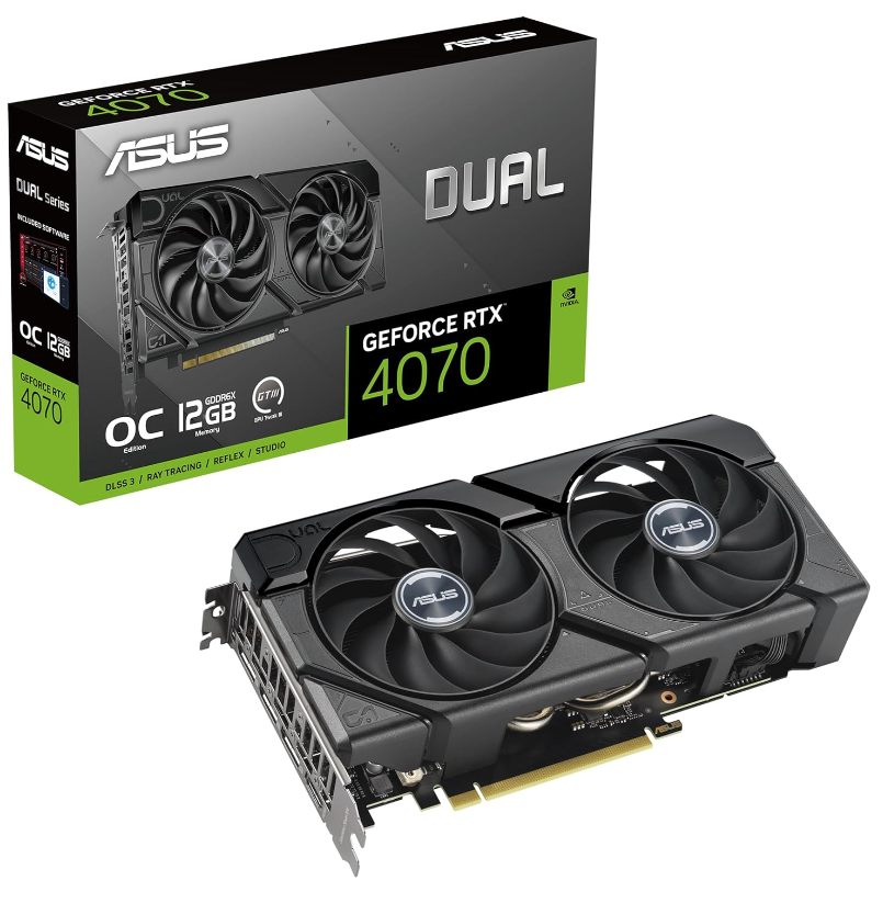 ASUS Dual GeForce RTX 4070 - OC Edition - graphics card - GeForce RTX 4070 - 12 GB GDDR6X - PCIe 4.0 - HDMI, 3 x DisplayPort