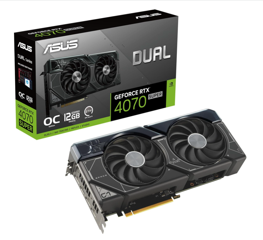 ASUS Dual GeForce RTX 4070 SUPER 12GB - OC Edition - graphics card - GeForce RTX 4070 Super - 12 GB GDDR6X - PCIe 4.0 - HDMI, 3 x DisplayPort