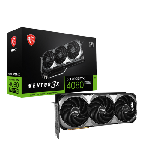 MSI GeForce RTX 4080 SUPER 16G VENTUS 3X OC - Graphics card - NVIDIA GeForce RTX 4080 SUPER - 16 GB GDDR6X - PCIe 4.0 - 2 x HDMI, 2 x DisplayPort