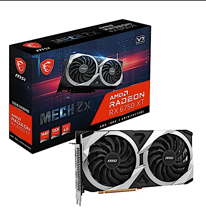 MSI Radeon RX 6750 XT MECH 2X 12G - Graphics card - Radeon RX 6750 XT - 12 GB GDDR6 - PCIe 4.0 - HDMI, 3 x DisplayPort