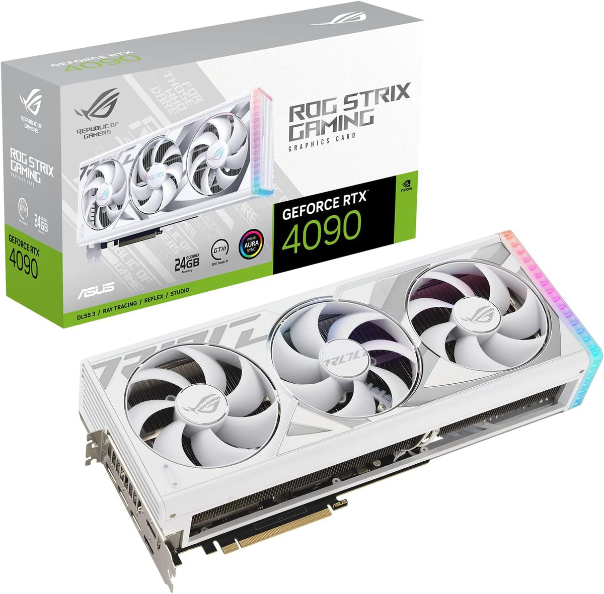 ASUS ROG Strix GeForce RTX 4090 24GB - White Edition - graphics card - NVIDIA GeForce RTX 4090 - 24 GB GDDR6X - PCIe 4.0 - 2 x HDMI, 3 x DisplayPort - white