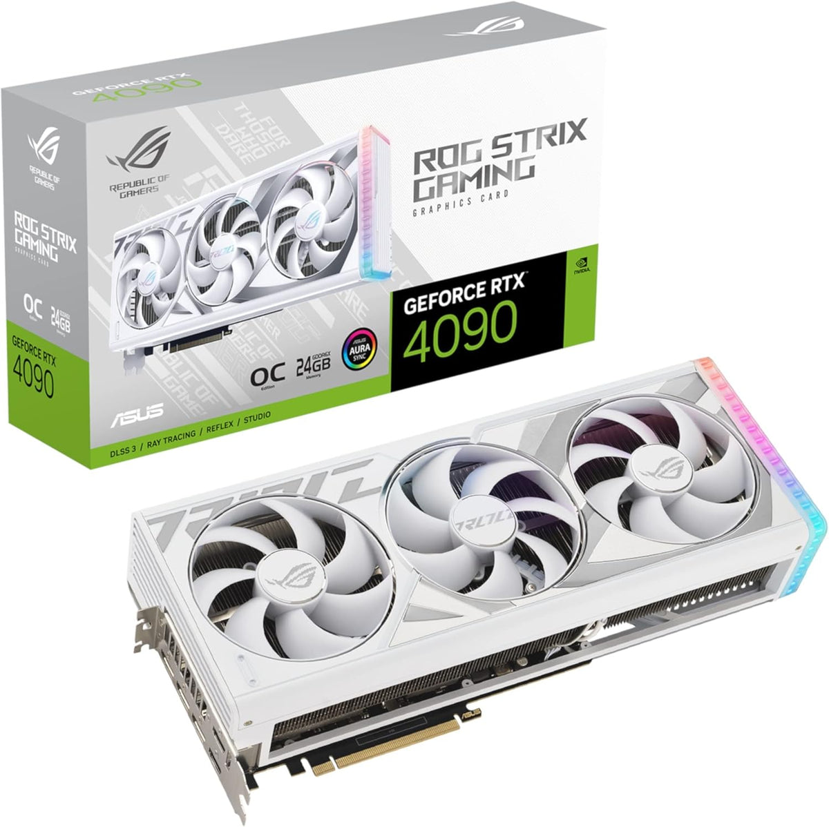 ASUS ROG Strix GeForce RTX 4090 - OC Edition - graphics card - NVIDIA GeForce RTX 4090 - 24 GB GDDR6X - PCIe 4.0 - 2 x HDMI, 3 x DisplayPort - white