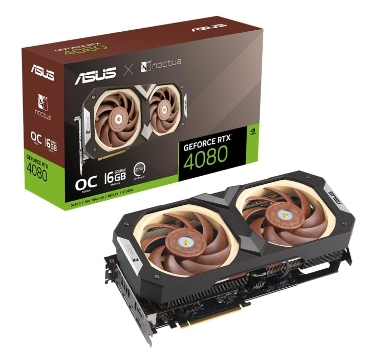 ASUS GeForce RTX 4080 SUPER 16GB Noctua - OC Edition - graphics card - NVIDIA GeForce RTX 4080 SUPER - 16 GB GDDR6X - PCIe 4.0 - 2 x HDMI, 3 x DisplayPort