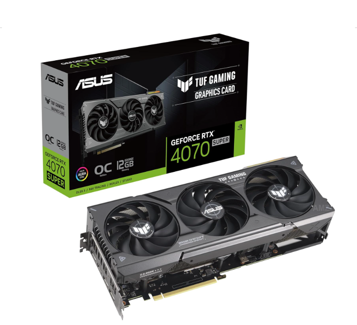 ASUS TUF Gaming GeForce RTX 4070 SUPER 12GB - OC Edition - graphics card - GeForce RTX 4070 Super - 12 GB GDDR6X - PCIe 4.0 - HDMI, 3 x DisplayPort - box