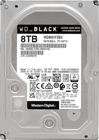 WD BLACK GAMING WD8001FZBX 8TB 3.5" 7200RPM 256MB Cache SATA HDD