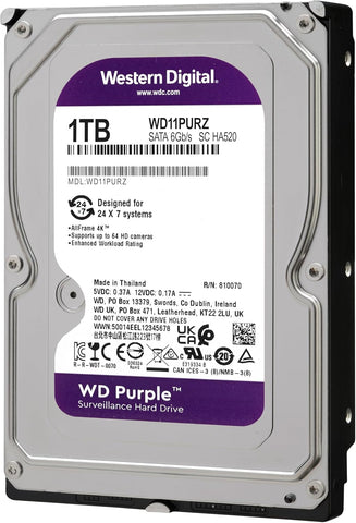 WD PURPLE SURVEILLANCE WD10PURZ 1TB 3.5" 5400RPM 64MB Cache SATA HDD