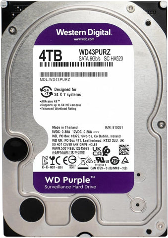 WD PURPLE SURVEILLANCE WD43PURZ 4TB 3.5" 5400RPM 256MB Cache SATA HDD